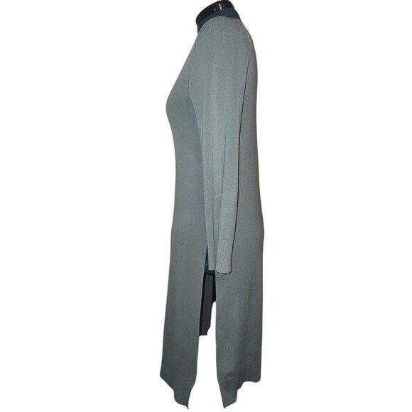 Mila Owen Rayon Blend muted mint green knit long Tie sleeve Splits sweater M/L - Picture 3 of 6